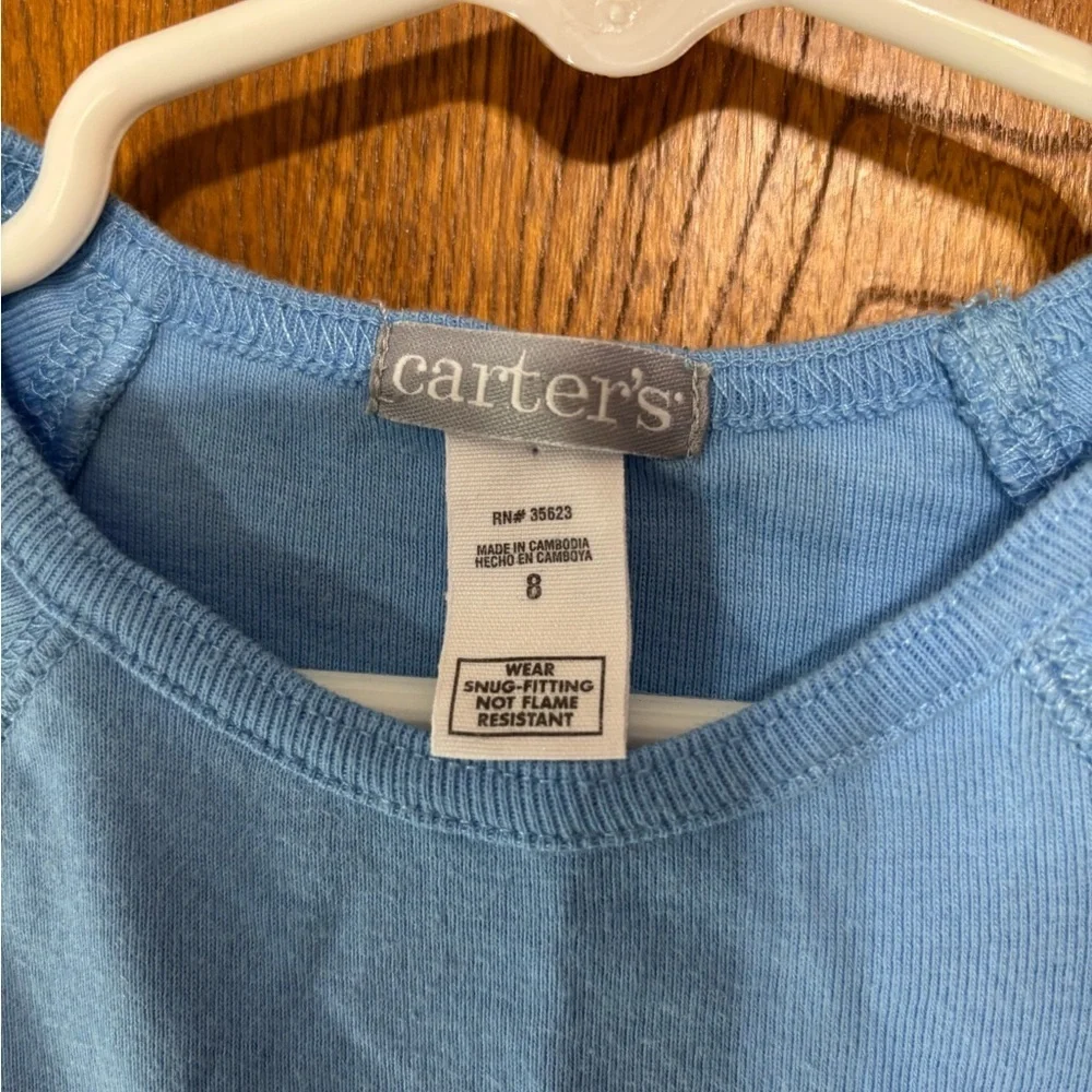 Carter's Blue Tee with Pink Floral Accents